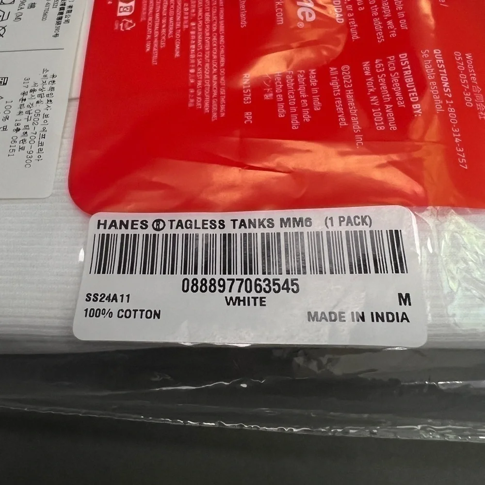 AUTHENTIC Supreme Maison Margiela MM6 Hanes Tagless Tank Top
